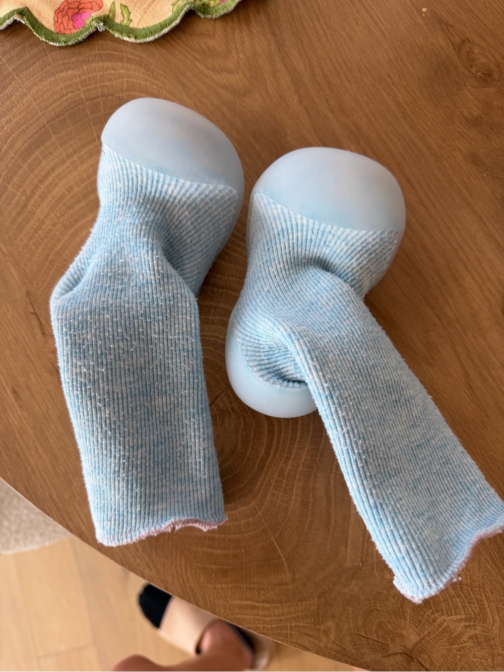 Light Blue baby rubber bottom shoe-socks